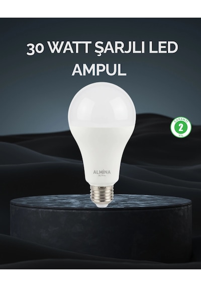 Hubrendy Tekno Şarjlı Led Ampul 30 Watt Soğuk Beyaz