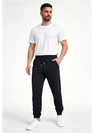 Erkek Jogger Eşofman Altı Cepli, Paça Lastikli , Spor Pantolon - Siyah Çok Renkli