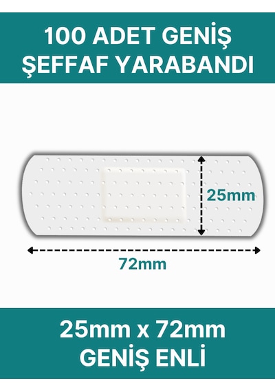Şeffaf Yara Bandı 25mm X 72mm 100 Lü Paket