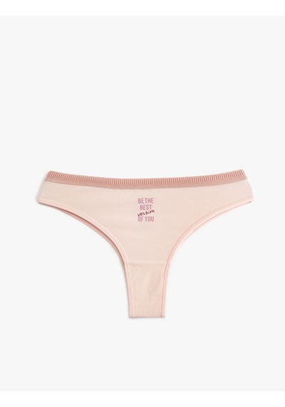 Koton Pamuklu Baskılı Kadın Brazilian Külot Pembe 5slk30061mk Gül