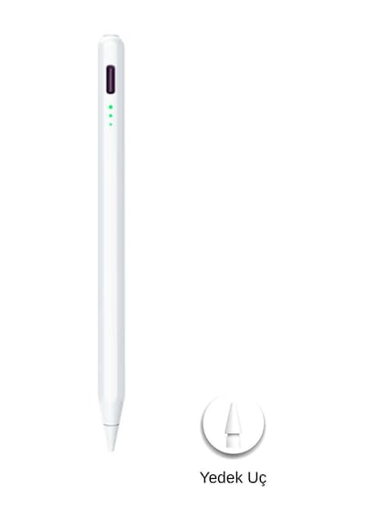 Fuchsia İpad Uyumlu Çocuk Boy Eğime Duyarlı Ve Avuç İçi Reddetmeli Aktif Dokunmatik Tablet Kalemi Beyaz