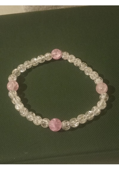 Necef Doğal Taş Bileklik 01 Pembe Beyaz