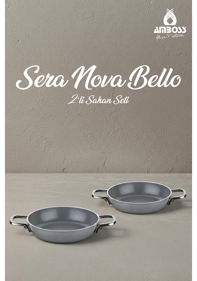 Sera Nova Bello 2 Parça Seramik Sahan Seti 20-22 Cm Gri Gri