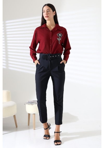 Ribana Classic Ribana Uzun Kollu Durres Dokulu Çiçek Detaylı Serin Kumaş Kadın Gömlek Bordo Ribana Classic Ribana Uzun Kollu Durres Dokulu Çiçek Detaylı Serin Kumaş Kadın Gömlek Bordo