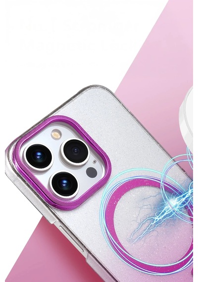 Mey İthalat Apple Uyumlu iPhone 15 Pro Max Glossy Magsafe Kapak - Mor