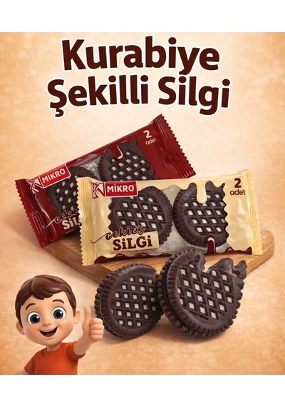 Kurabiye Şekilli Çikolatalı Silgi 2'li Set Özel Paketli - İz Bırakmaz Yumuşak Okul Silgisi İster 1 A