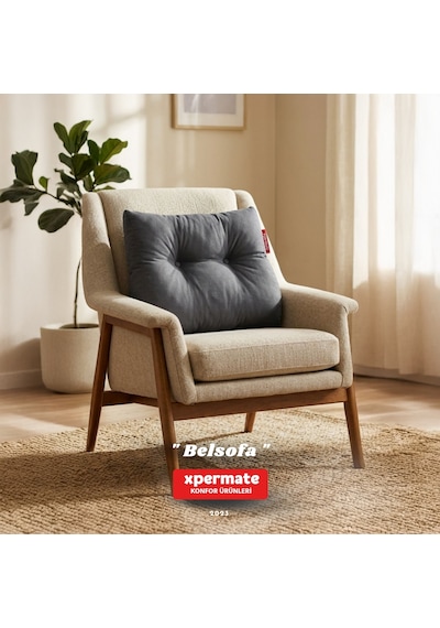 Belsofa Bel Ve Sırt Destek Yastığı Kanepe, Berjer, Tv Ve Oyuncu Koltuğu İçin Sırt Yastığı Gri