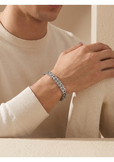 Kral Model Çelik Zincir 4mm Çiftli Erkek Premium Maskülen Hediye Bileklik 01839 Gümüş