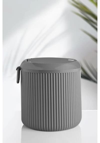 Tr Çöp Kovası Mutfak Banyo Tezgah Üstü Taşıma Kulplu Çöp Kovası 4 Litre Gri 3029