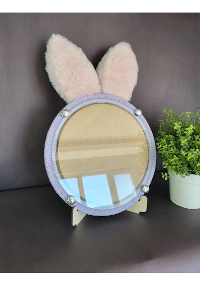 Pembe Tavşan Kulaklı Lila Fotoğraf Çerçevesi