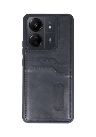 Xiaomi Redmi 13c Kılıf Sara Kartvizitli Deri Kılıf - Siyah -
