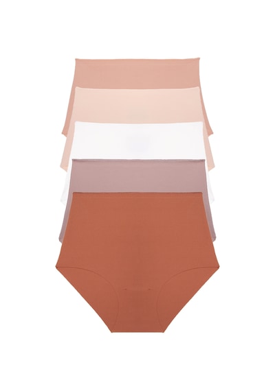 Nicoletta Tarçın Kadın Külot Ekstra Yüksek Bel Lazer Kesim Esnek Iz Yapmayan 5 Li Paket Polyester Tarçın Tarçın