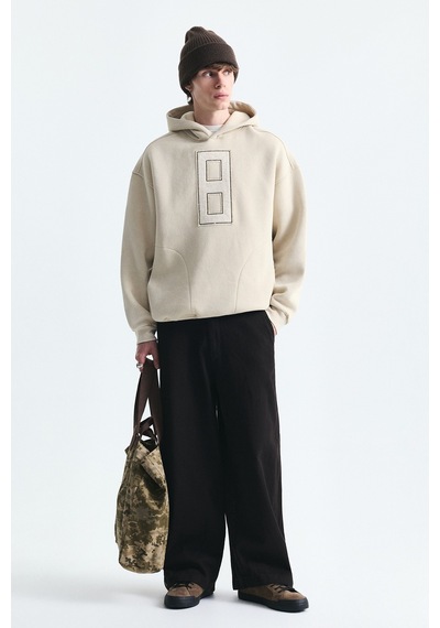 Vamos Numara Baskılı Oversize Sweatshirt Bej