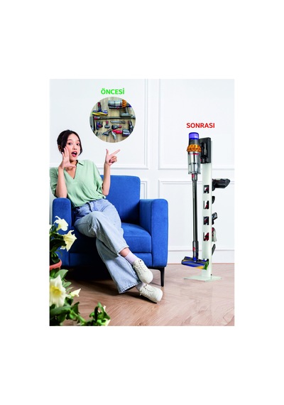 Dyson Uyumlu Dikey Süpürge Standı Beyaz Renk V15 - V12 - V11 - V10 - V8 Beyaz - 584031244
