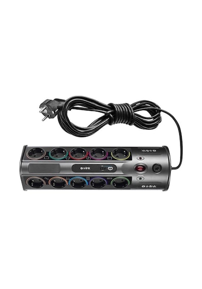 S-link Swapp SP10AF 1.5 MM USB Type-C 2.1A/5V 16A 250V 3680W 10'lu Kablolu Akım Korumalı Priz 3 M