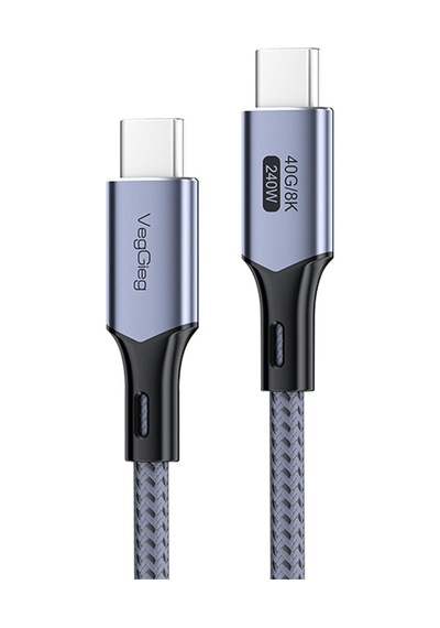 Veggieg Usb 4.0 E-mark 240w 40gbps Thunderbolt 4 8k 60hz Type-c Görüntü Hızlı Şarj Ve Data Kablosu 1 Metre Sku: Zeus8690010090270