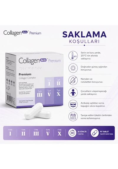 Collagen Forte Platinum Tip 1,2,3,5 Ve Tip 10 Kolajen 90 Tablet
