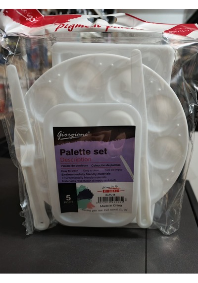 Giorgione 5li Palet Seti 3 Palet+2 Spatula Beyaz Sert Plastik Kolay Temizlenebilen Malzeme