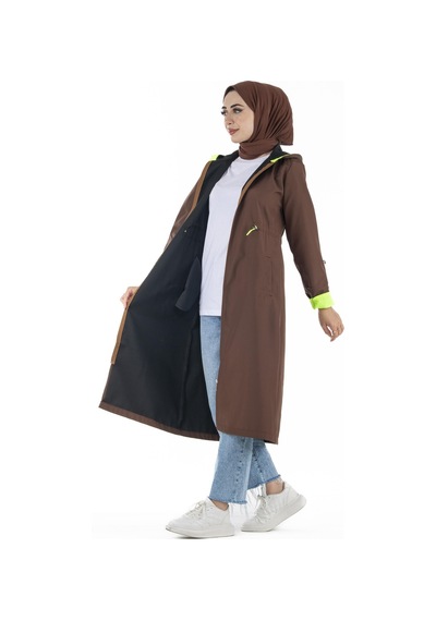 Sevitli Neon Trençkot-kahverengi-2447-kahverengi Kahverengi