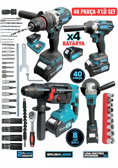 Schmıtzer 4lüset-tu Pro 21v 40 Parça Şarjlı Akülü 3 Modlu Hilti Matkap Somun Sıkma Sökme Taşlama