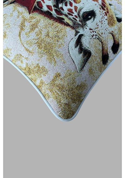 Kırlent Kılıfı Goblen Dokuma Kumaş - 45x45cm Çift Taraflı Biyeli Dekoratif Kırlent Kılıfı - Vs-346 Çok Renkli