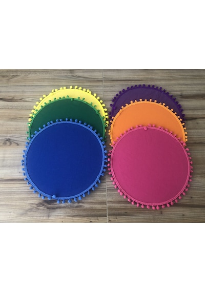 Karışık Renkli Ponponlu Supla 33 Cm Mdf Dahil 6 Adet Çok Renkli