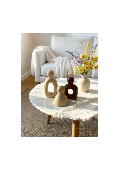 3'lü Anne Baba Çocuk Soyut Aile Heykeli Set Dekoratif Biblo Minimalist Boho Ev Dekor Hediyelik 05