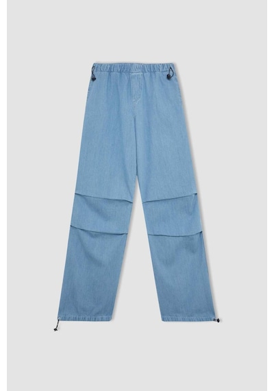 Defacto Jogger Yüksek Bel Bilek Boy Paraşüt Jean Pantolon C1321AX24SMNM39 Mavi