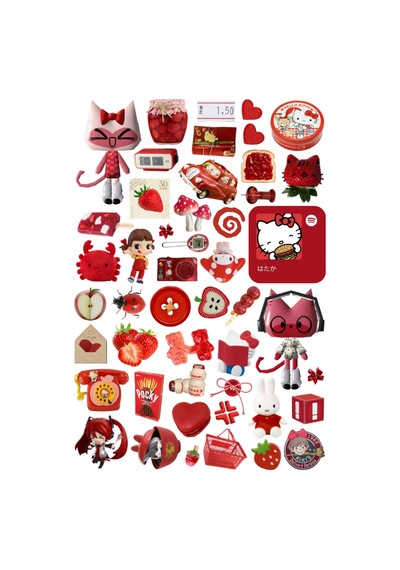 46 Adet Kırmızı Juminocore Downtown Sticker Seti - Etiket Seti Sketchbook