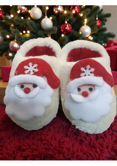Huzurlu Adımlar Beyaz Noel Baba Panduf