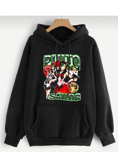 Arc Shoping Baskılı 3 İplik Şardonlu Sweatshirt - Siyah Unisex Oversize Kapüşonlu 1siyah