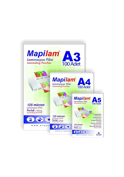 Mapilam 125 Micron Id Kart Laminasyon Filmi, Şeffaf, 65 X 95 Mm Genel
