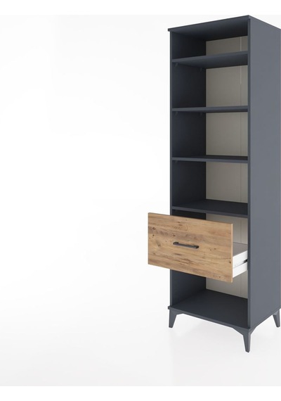 Hyperion Dolap 4 Raflı Tek Çekmeceli 60x44x195 Antrasit-çam Antrasit