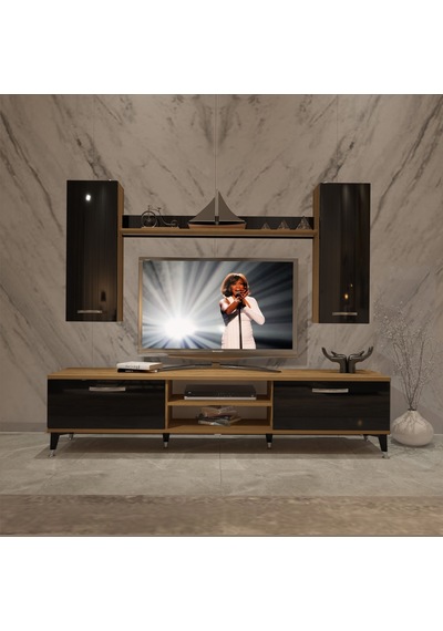 Decoraktiv Eko 7 Mdf Dvd Silver Tv Ünitesi Tv Sehpası Pera - Siyah