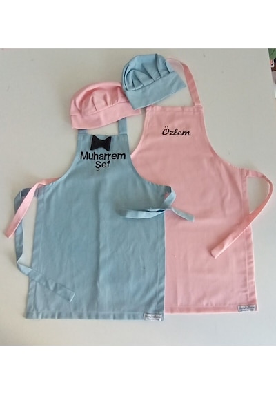 Moms And Babies Anne Kız-erkek Çocuk Mutfak Ve Etkinlik Önlüğü Pembe 0-12 Yaş Beden Su İtici Kumaş İsme Özel Mavi Pembe
