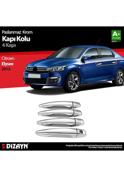 S-Dizayn  Citroen C-Elysee Krom Kapı Kolu 4 Kapı 2012 Üzeri