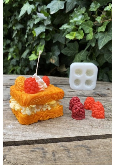 Rufus Concept Böğürtlen Dörtlü Mum Kalıbı Silikon 2 X 1,7 X 2 Cm Küçük Süsleme Kalıbı 1 Adet