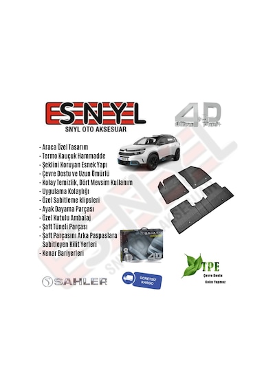 Citroen C5 Aircross Sahler 4,5D Havuzlu Paspas Ve 3D Bagaj Havuzu