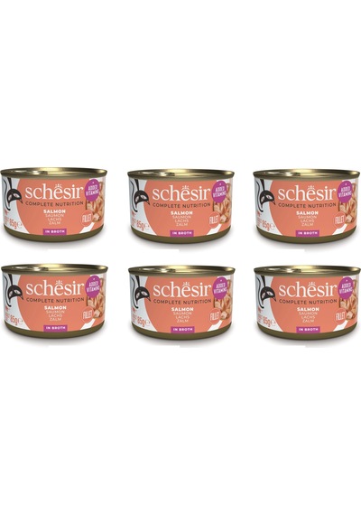 Schesir Somonlu Tam Ve Dengeli Broth Pişirme Suyunda Kedi Konservesi 85 Gr. X 6 Adet