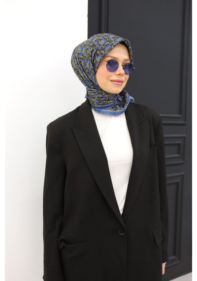 Silk Home Soft Eşarp 73077-06 Siyah, Gök Mavi, Sarı
