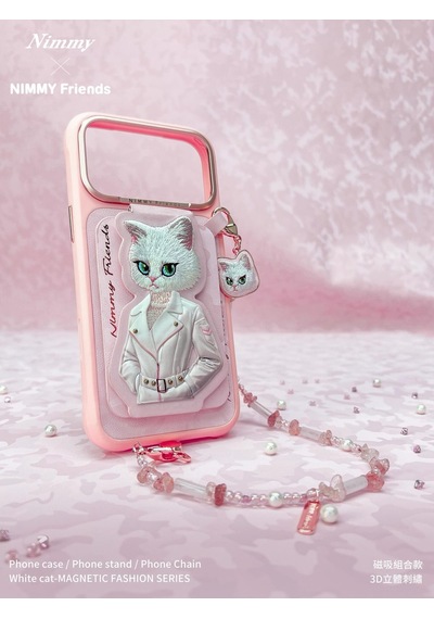 Özel Seri Çekici Parıltılı Hediye Beyaz Kedi Figürlü Kristal Telefon Askısı Ve Charm Bileklik