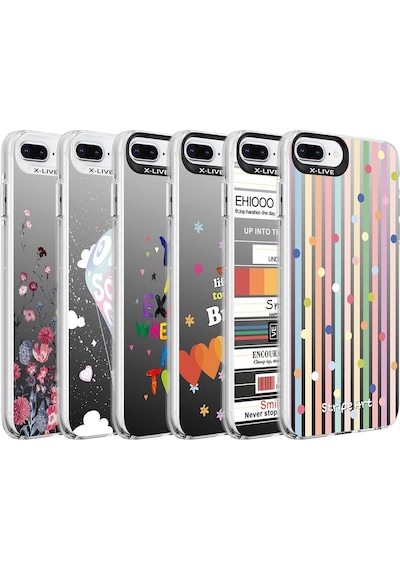 Apple Uyumlu iPhone 8 Plus Kılıf Desenli Zore Silver Sert Kılıf
