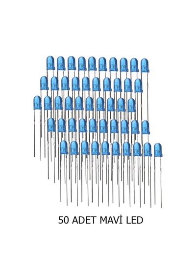 5mm Mavi Mantar Led Diyot Yüksek Parlaklık - 50 Adet Ekonomik Paket
