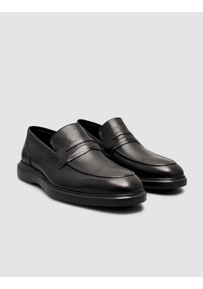 Cabani Hakiki Deri Erkek Siyah Loafer Siyah