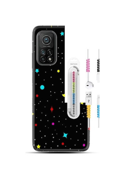 Xiaomi Redmi Note 9 Pro Kılıf +Kablo Koruyucu Puantiye Ve Ay 1726