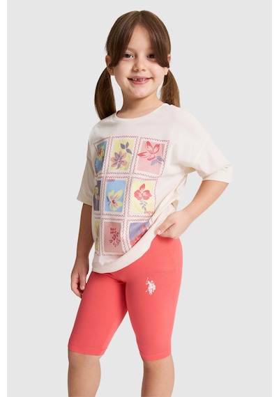 U.S. Polo Assn. Kız Çocuk Ekru Pijama Takım 50326618-vr019 Ecru