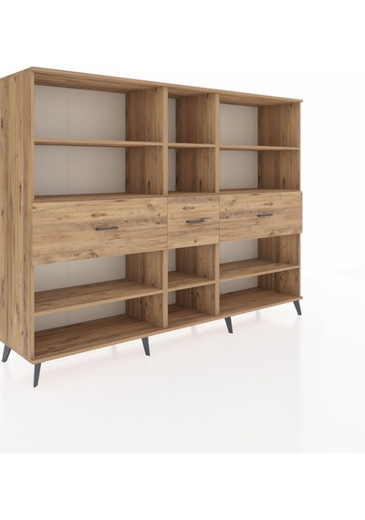 Hyperion Dolap 9 Raflı 3 Çekmeceli 220x44x163 Çam-çam Çam-çam