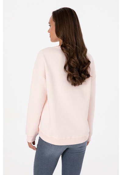 U.S. Polo Assn. Kadın Açık Pembe Şardonlu Bisiklet Yaka Basic Sweatshırt 50313586-VR078