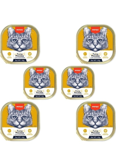 Wanpy Ton Balıklı ve Tavuklu Alutray Kedi Yaş Maması 6 x 40 G