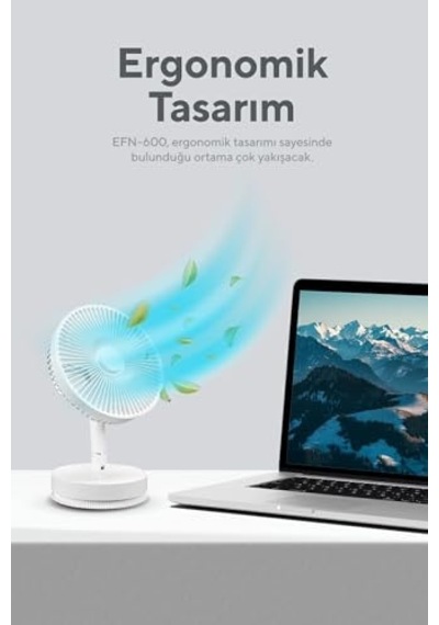 Efn-600 Masaüstü Taşınabilir Şarjlı Beyaz 2000mah Usb Fan